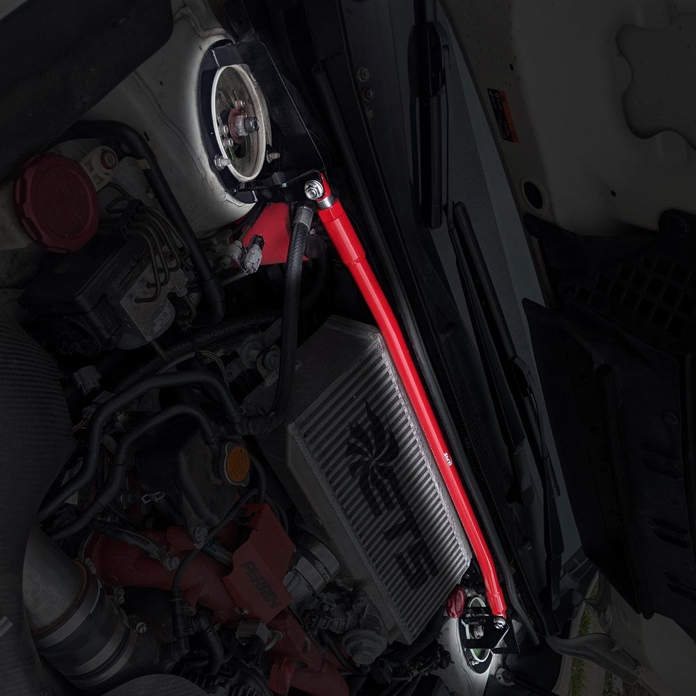 SMY Tallboy Front Strut Tower Brace Wrinkle Red 2015-2021 WRX / STI image 5