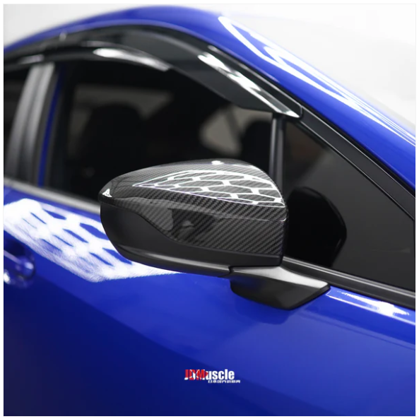 JDMuscle [22-25 WRX] Tanso Dry Carbon Fiber Side Mirror Covers w/ Gloss Finish image 1