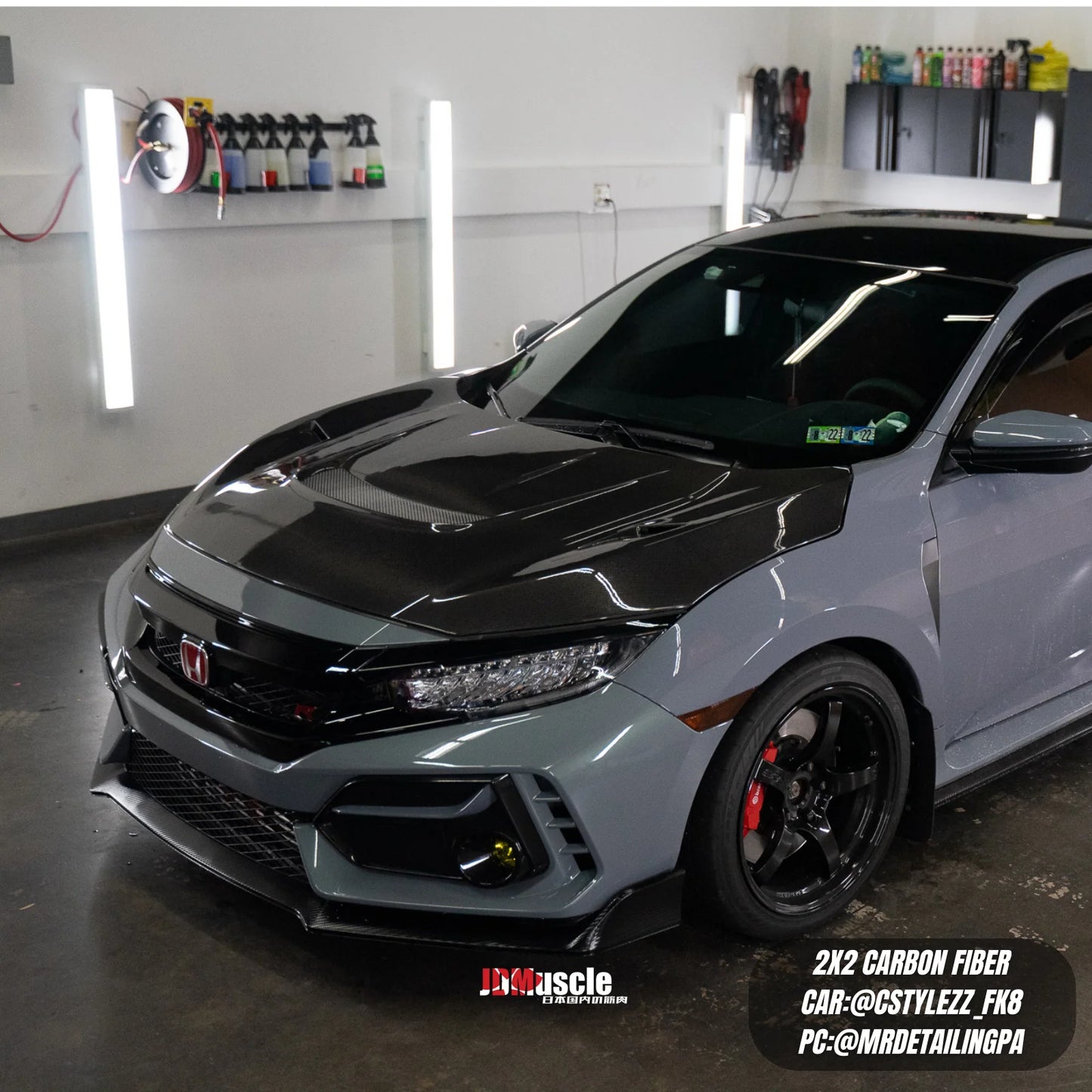 JDMuscle Tanso Carbon Fiber Hood VS Style 2017+ Honda Civic Type R FK8 *Special Order