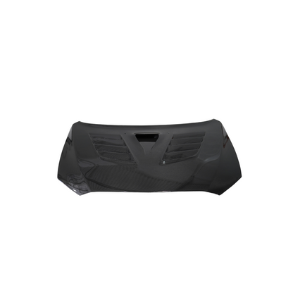 JDMuscle Tanso Carbon Fiber Hood w/ heat extract - 2008-2015 Mitsubishi Lancer E image 0