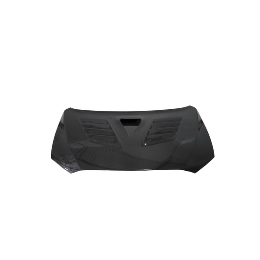 JDMuscle Tanso Carbon Fiber Hood w/ heat extract - 2008-2015 Mitsubishi Lancer E image 0