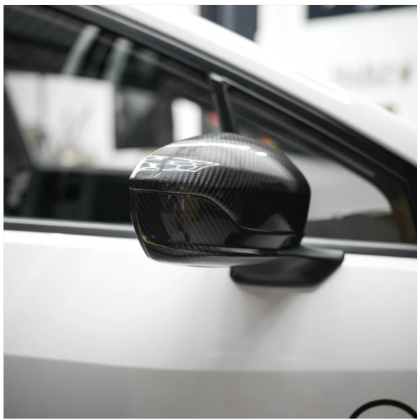 JDMuscle [22-25 WRX] Tanso Dry Carbon Fiber Side Mirror Lower Trim Covers w/ Glo image 2