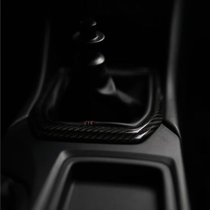 JDMuscle [22-25 WRX] MT Tanso Dry Carbon Fiber Shifter Trim Cover w/ Gloss Finis