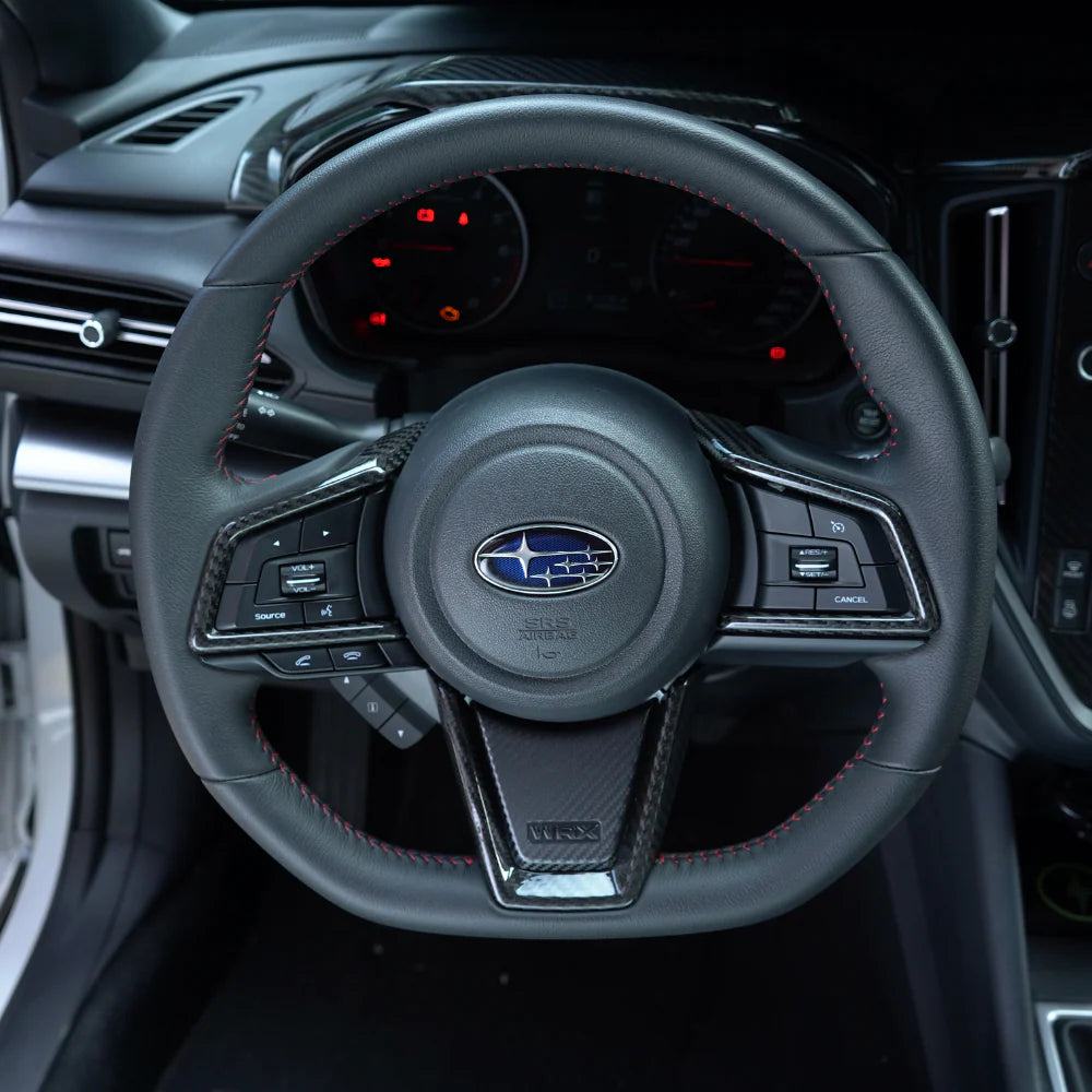 JDMuscle [22-25 WRX] Tanso Carbon Fiber Steering Wheel Trim Covers / Replacement