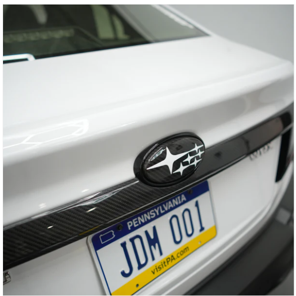 JDMuscle [22-25 WRX] Tanso Dry Carbon Fiber Trunk Garnish Trim Cover image 5