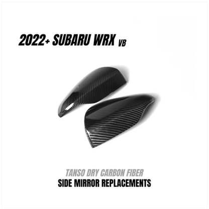 JDMuscle [22-25 WRX] Tanso Dry Carbon Fiber Side Mirror Covers w/ Gloss Finish image 0