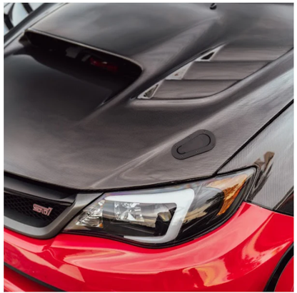JDMuscle [08-14 WRX/STI] Carbon Fiber Hood V4 w/ Heat Extract image 1