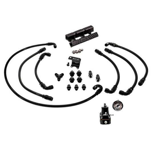 SMY V2 MAX Top Feed PTFE Fuel Line Kit Blk Fuel Rails & Fuel Press Reg WRX / STI image 0