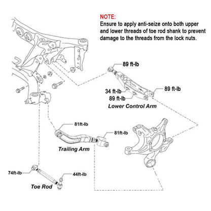 SMY Stealth Pillow Ball CNC Aluminum Adj Rear Control Arm / Toe Kit 2022+ WRX image 4