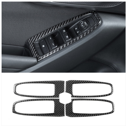 JDMuscle [22-25 WRX] P&S Series Carbon Fiber Window Switch Trim Covers 4 PC image 1
