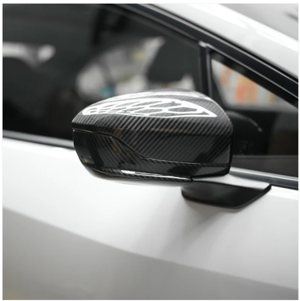JDMuscle [22-25 WRX] Tanso Dry Carbon Fiber Side Mirror Lower Trim Covers w/ Glo image 3
