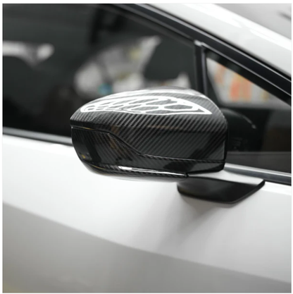 JDMuscle [22-25 WRX] Tanso Dry Carbon Fiber Side Mirror Lower Trim Covers w/ Glo image 3